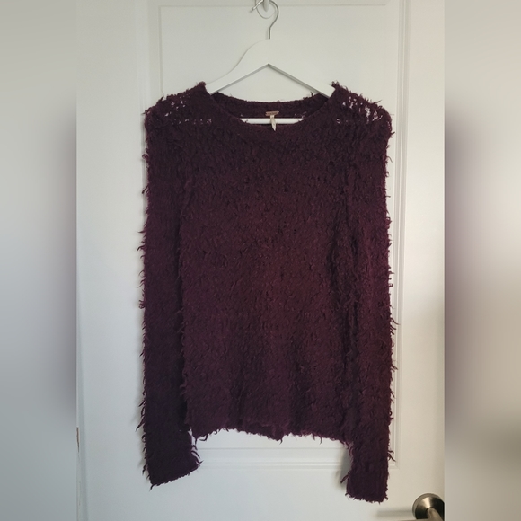 Free People Polar Bear Shaggy Sweater Eggplant Purple - Picture 3 of 8